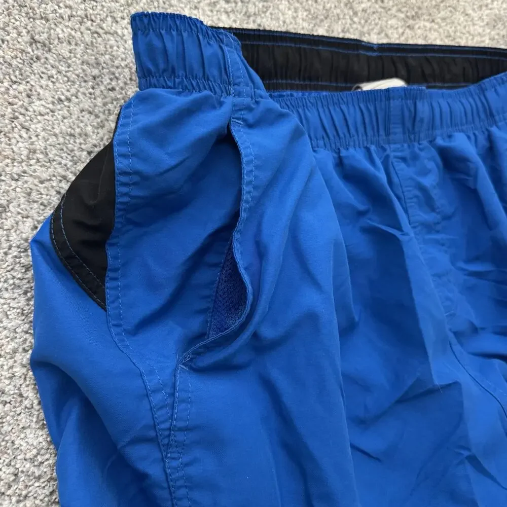 Nike Swim Shorts Mens XL Blue Black Mesh Lined Elastic Waist Drawstring Pockets